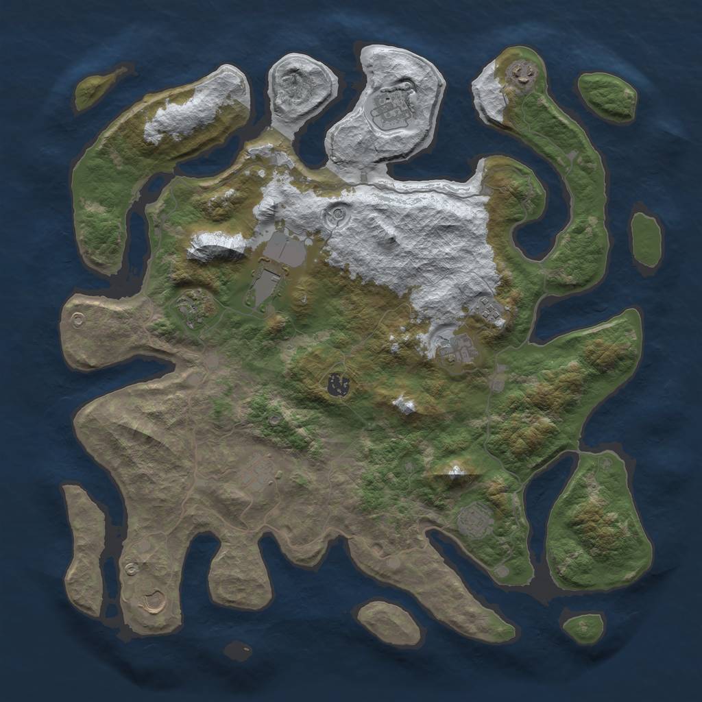 Rust Map: Barren, Size: 4500, Seed: 501964, 13 Monuments