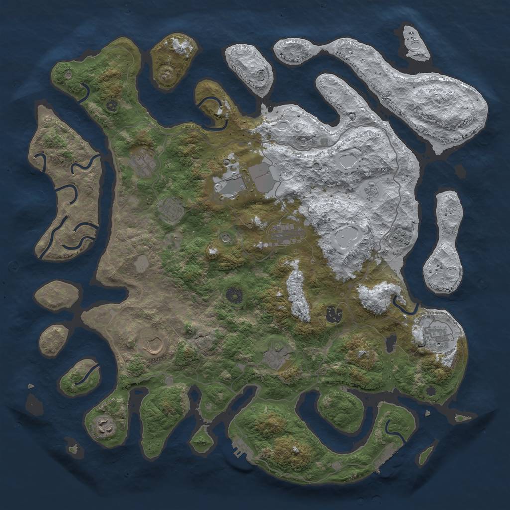 Rust Map: Procedural Map, Size: 4500, Seed: 544605, 19 Monuments