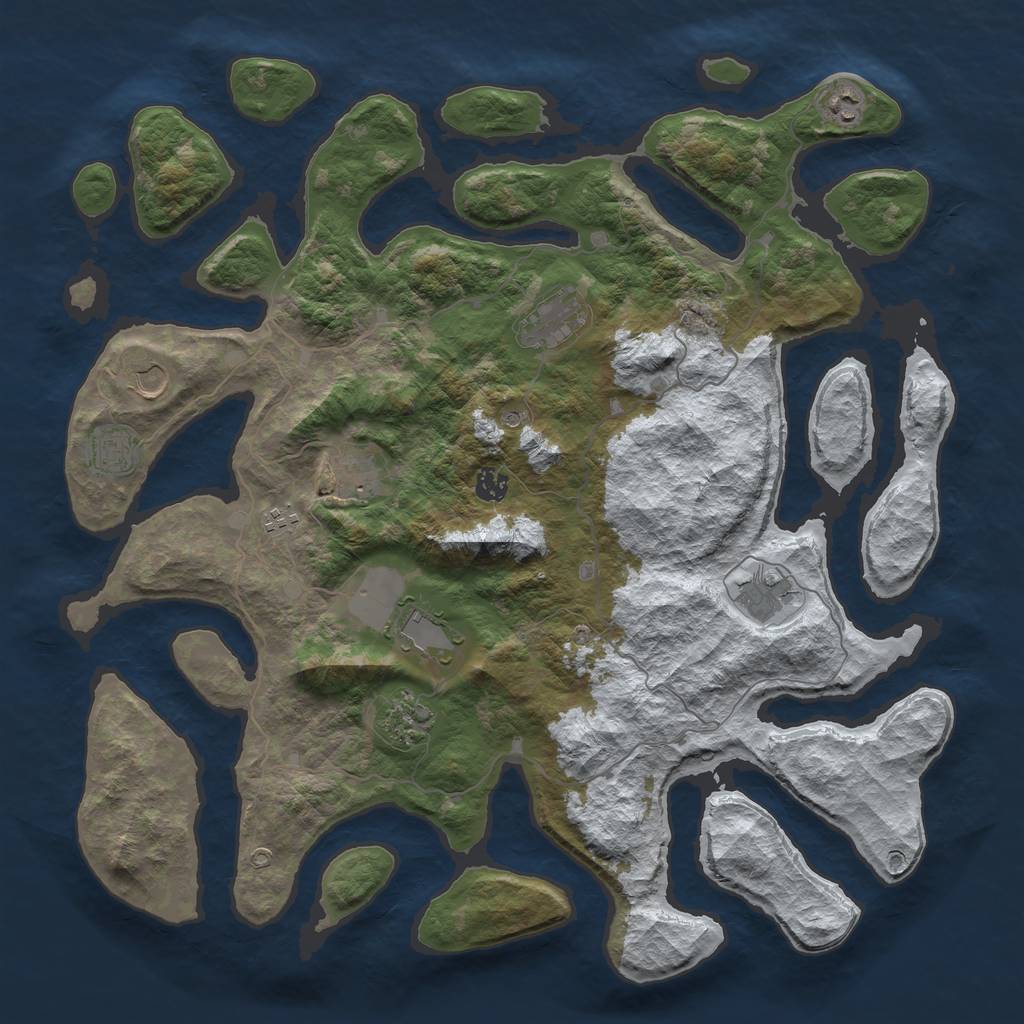 Rust Map: Barren, Size: 4500, Seed: 1781116, 13 Monuments