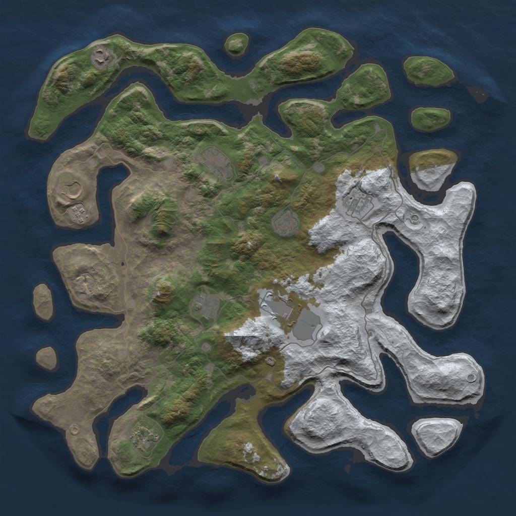 Rust Map: Barren, Size: 4500, Seed: 4849503, 12 Monuments