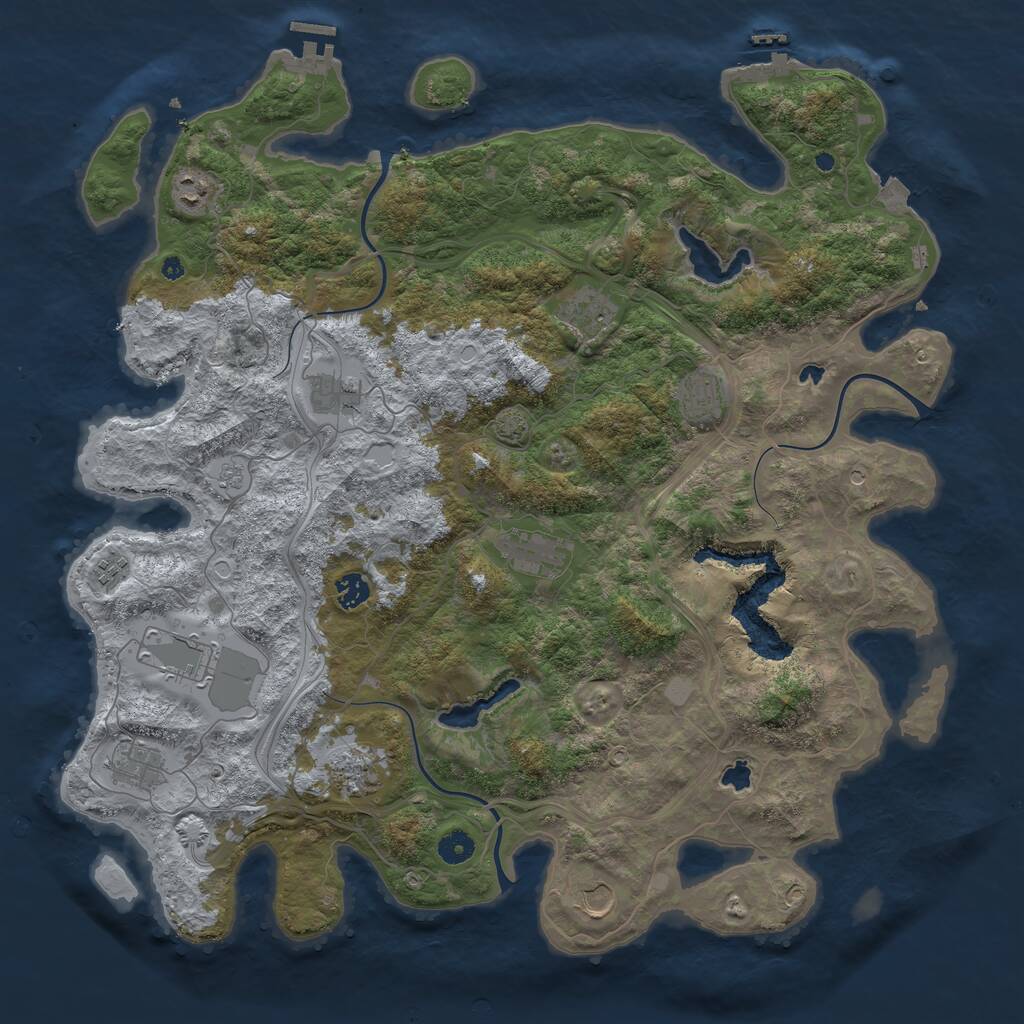 Rust Map: Procedural Map, Size: 4500, Seed: 5749054, 17 Monuments