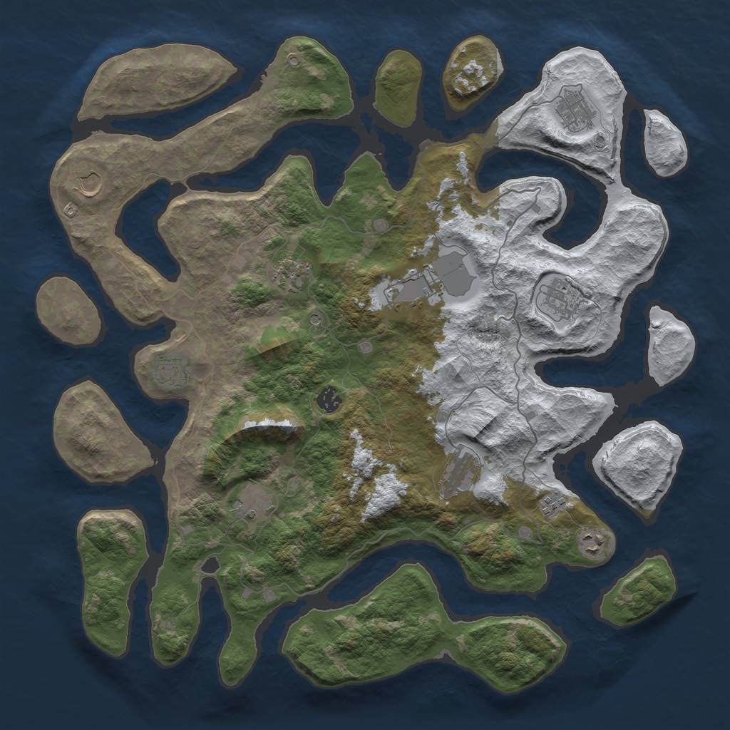 Rust Map: Barren, Size: 4500, Seed: 6367982, 14 Monuments