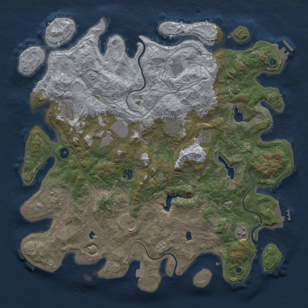 Rust Map: Procedural Map, Size: 4500, Seed: 2919681, 16 Monuments