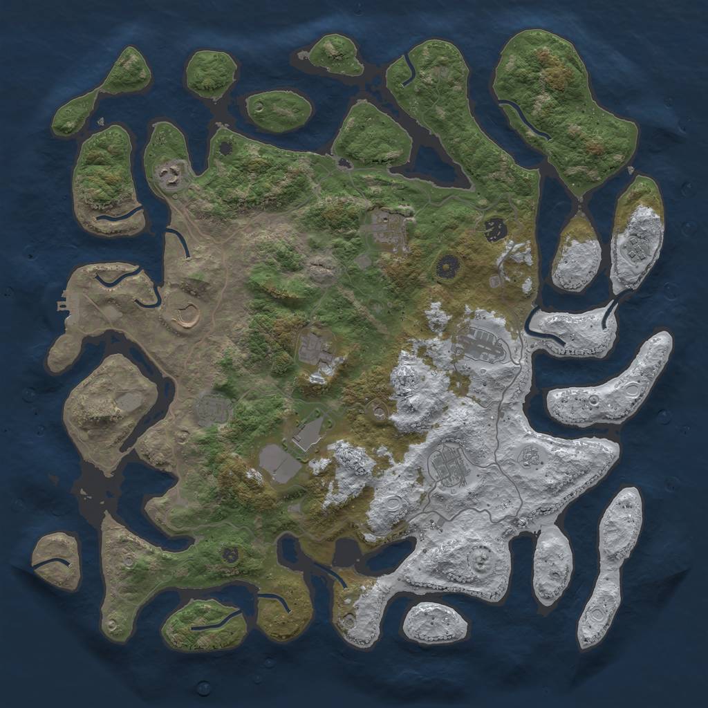 Rust Map: Procedural Map, Size: 4500, Seed: 1850146, 18 Monuments