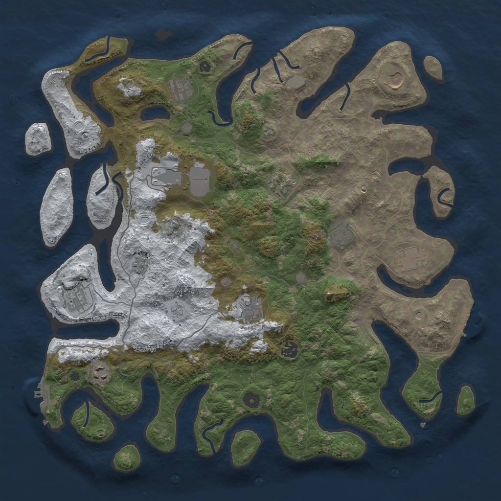 Rust Map: Procedural Map, Size: 4500, Seed: 2634619, 20 Monuments