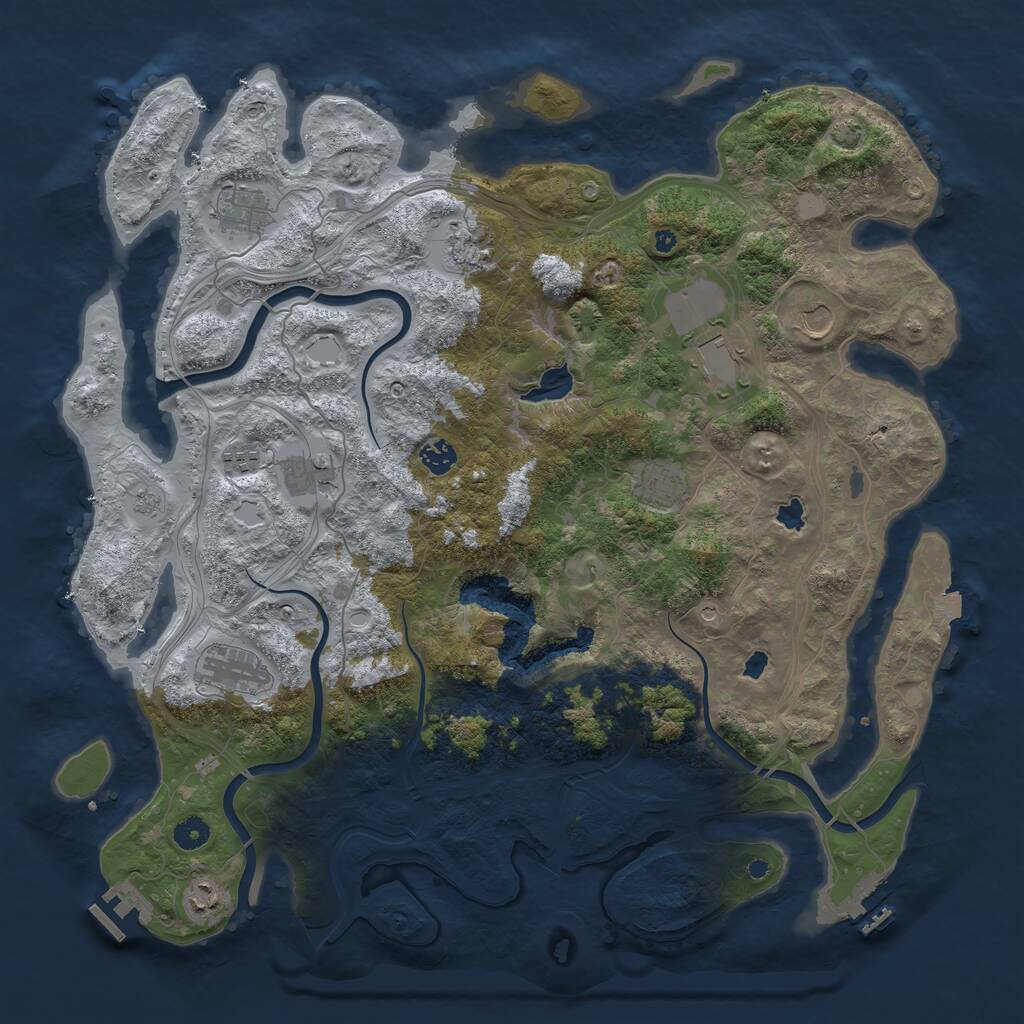 Rust Map: Procedural Map, Size: 4500, Seed: 3346433, 16 Monuments