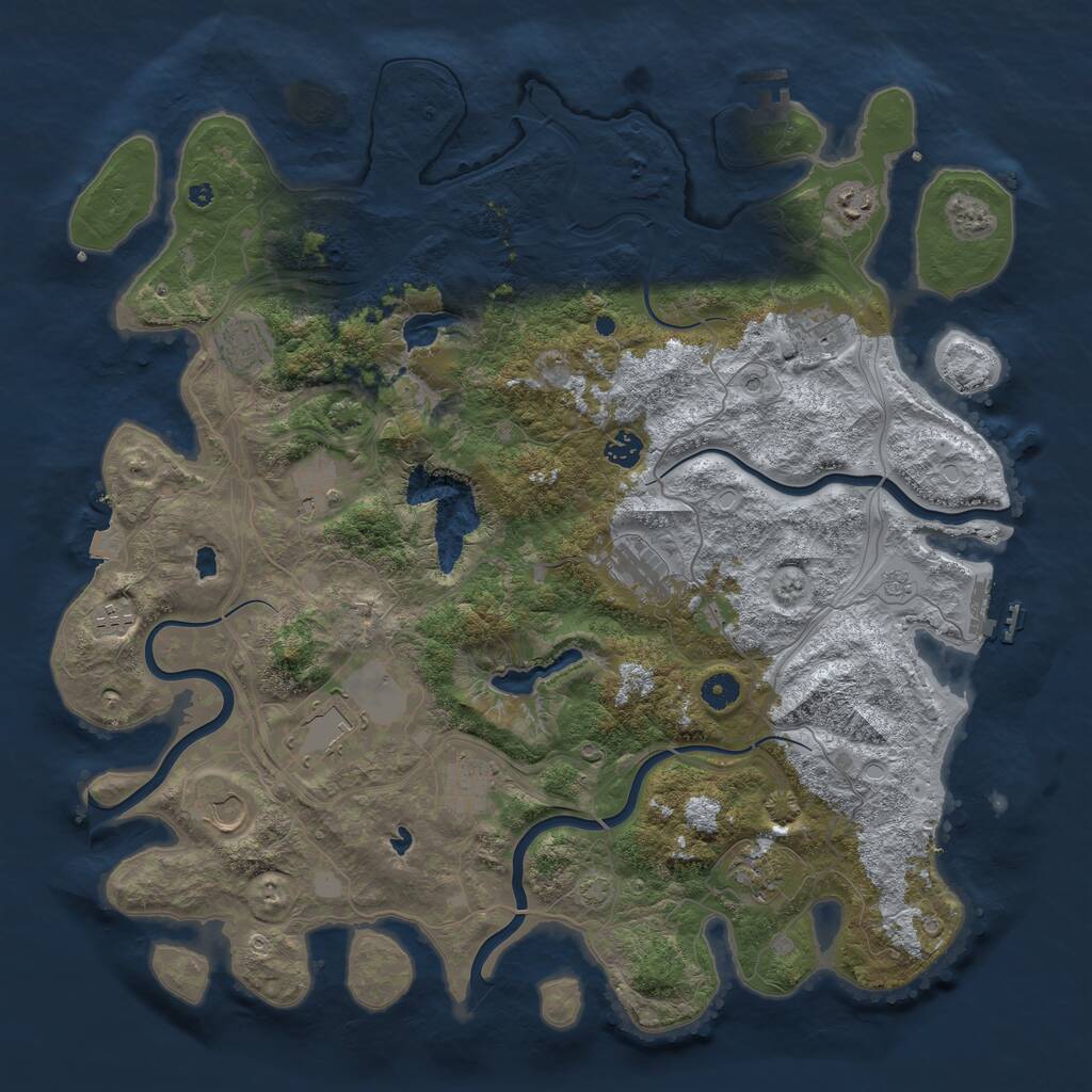 Rust Map: Procedural Map, Size: 4500, Seed: 5032046, 17 Monuments