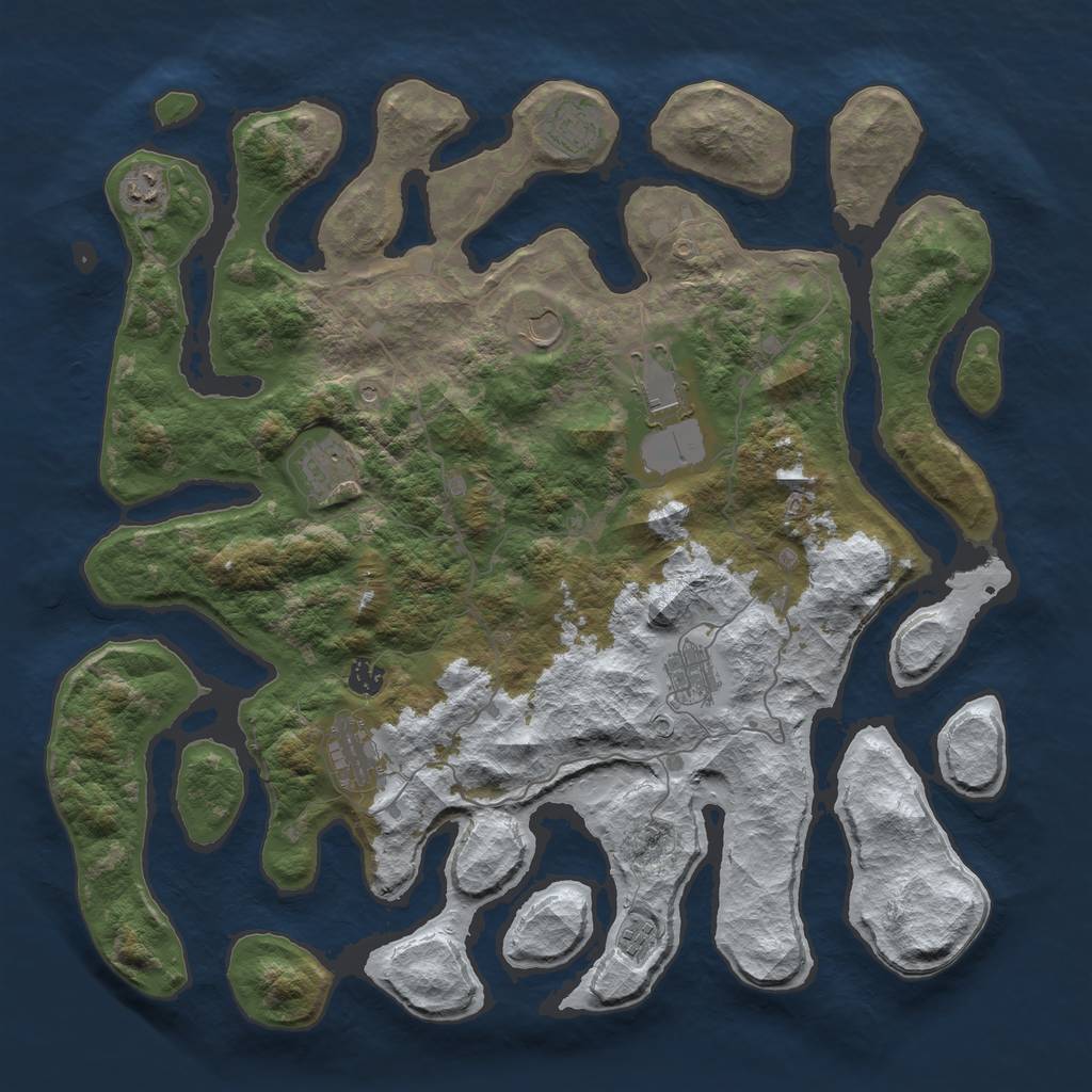 Rust Map: Barren, Size: 4500, Seed: 5631525, 12 Monuments