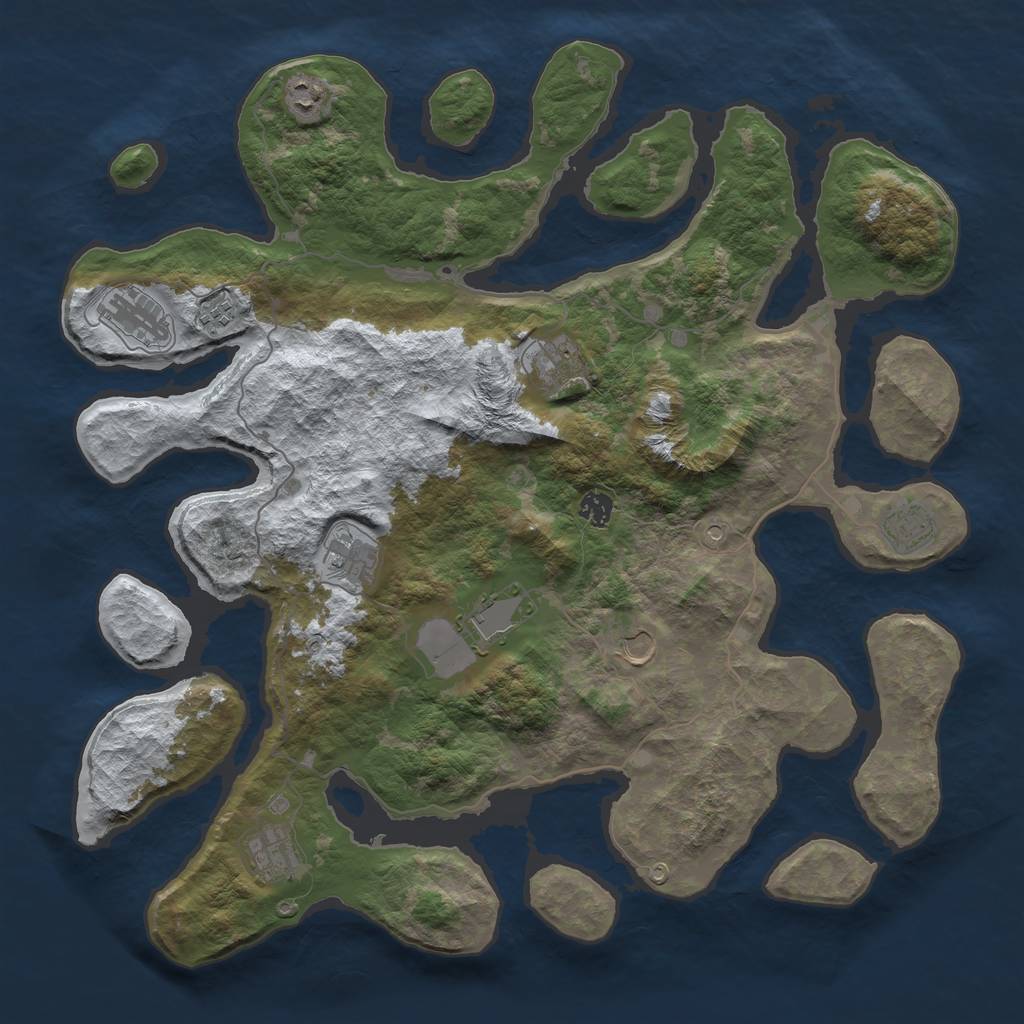 Rust Map: Barren, Size: 4500, Seed: 3024811, 13 Monuments