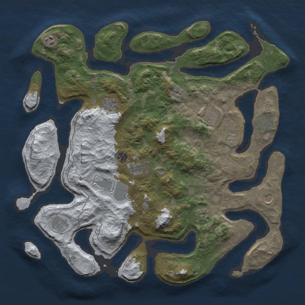Rust Map: Barren, Size: 4500, Seed: 5433396, 14 Monuments