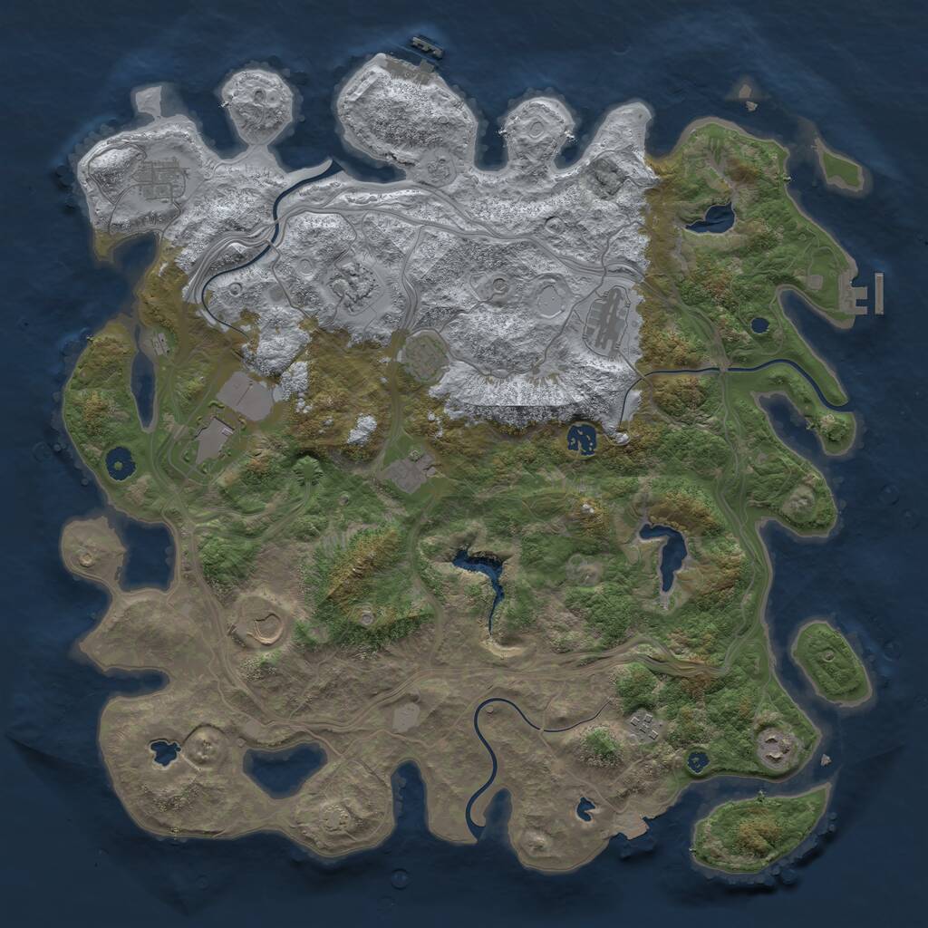 Rust Map: Procedural Map, Size: 4500, Seed: 2493021, 16 Monuments
