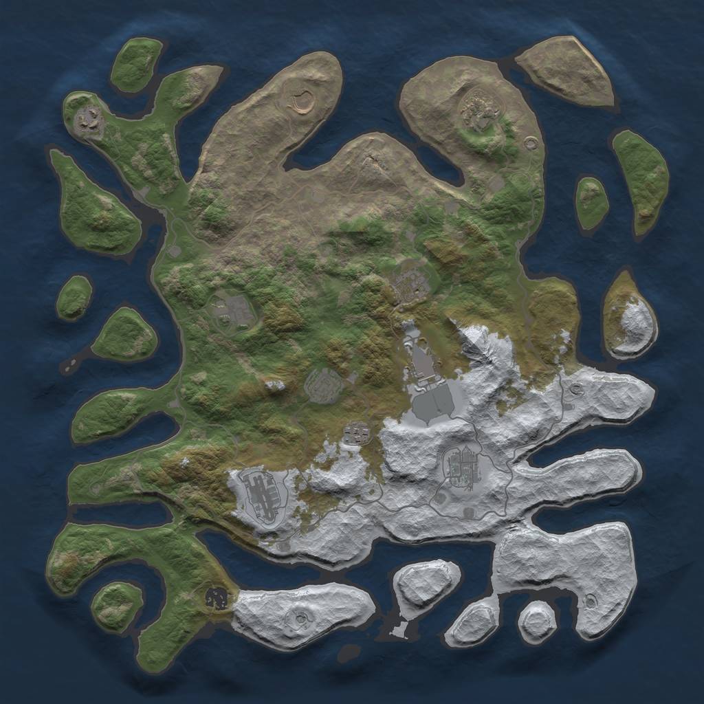Rust Map: Barren, Size: 4500, Seed: 4704846, 14 Monuments