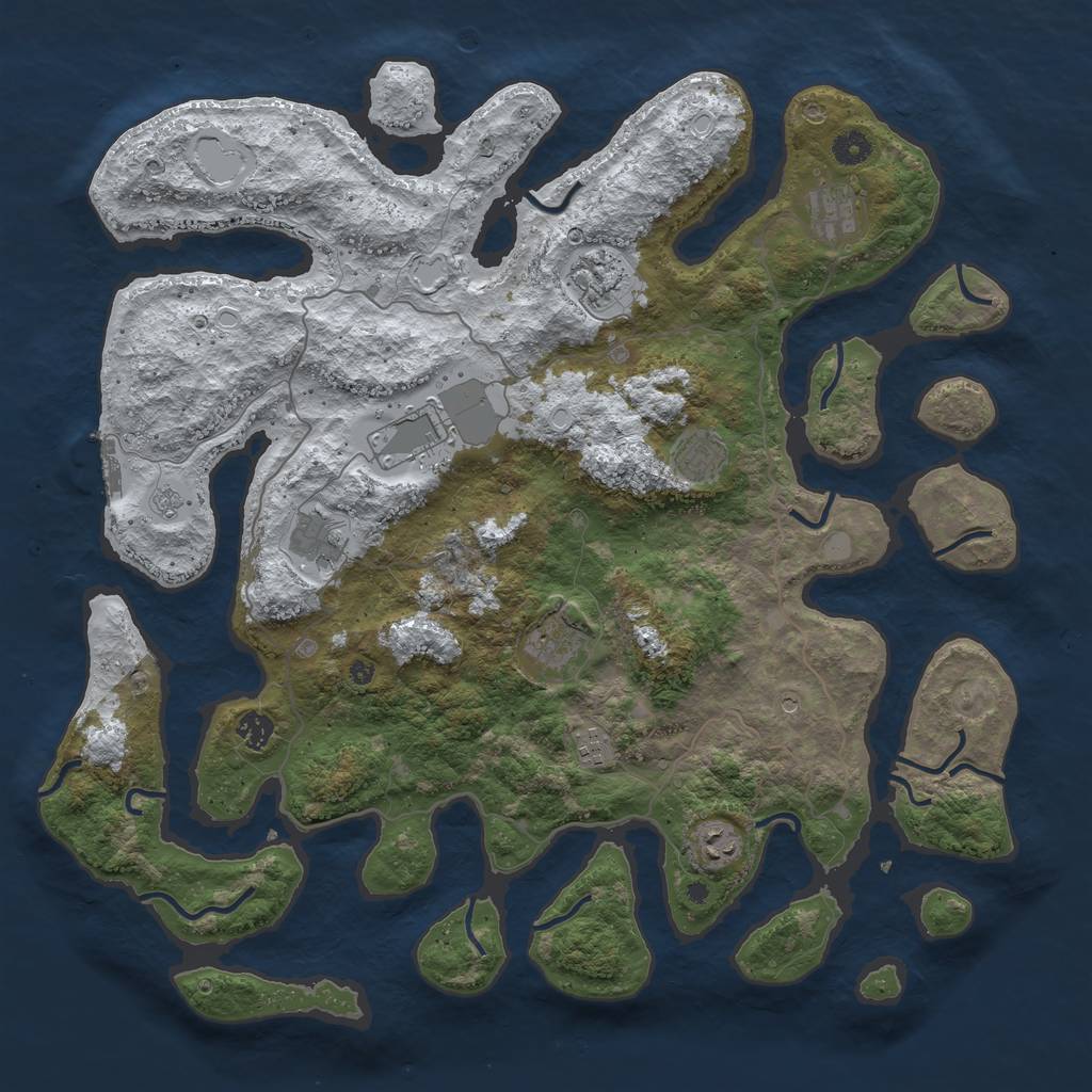 Rust Map: Procedural Map, Size: 4500, Seed: 74389, 17 Monuments