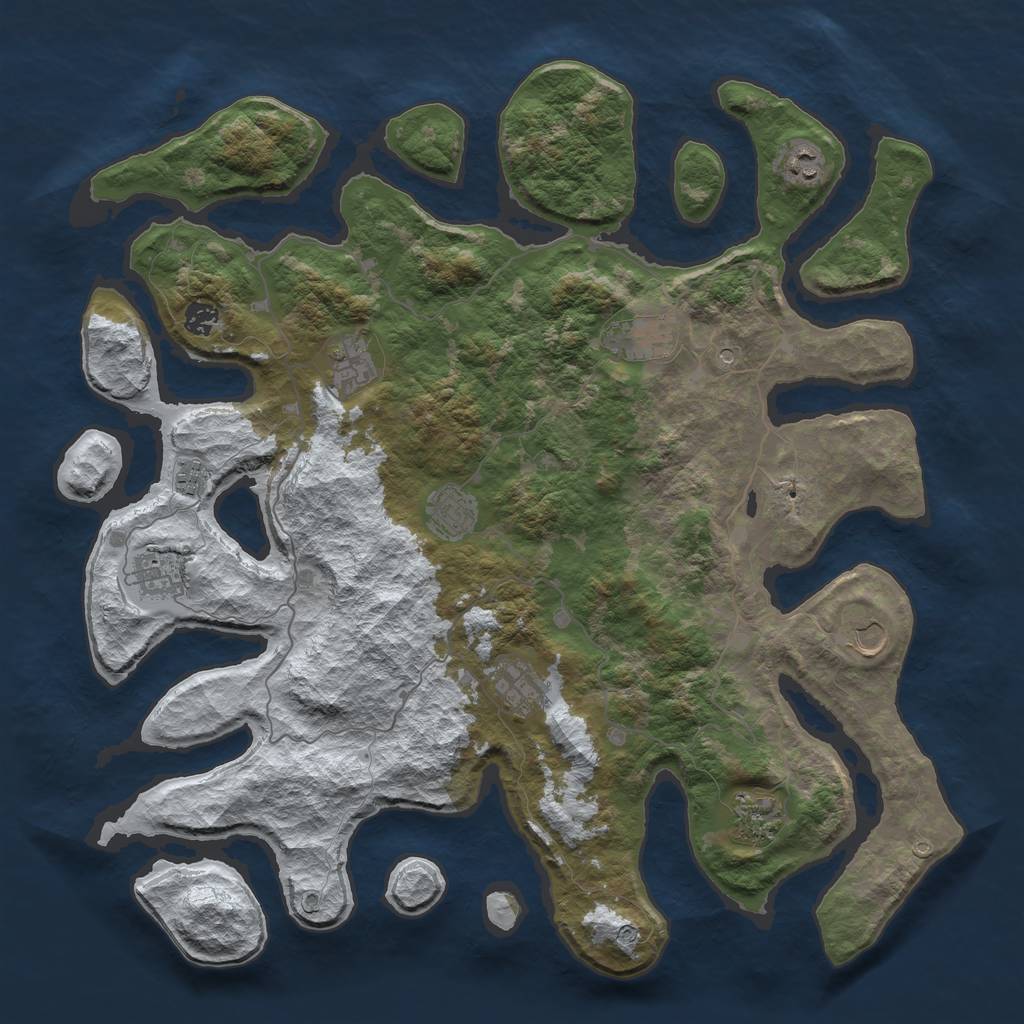 Rust Map: Barren, Size: 4500, Seed: 4620252, 13 Monuments