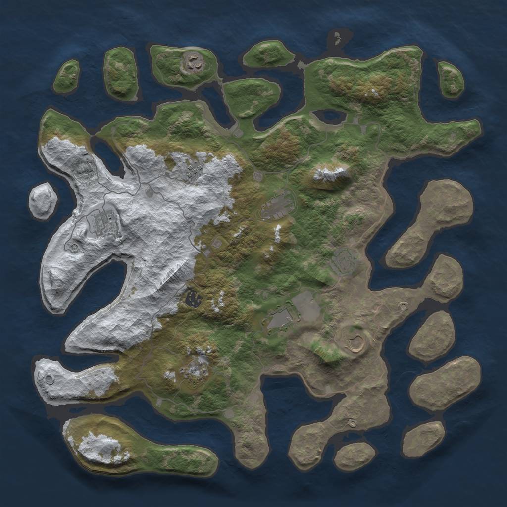 Rust Map: Barren, Size: 4500, Seed: 5822047, 12 Monuments