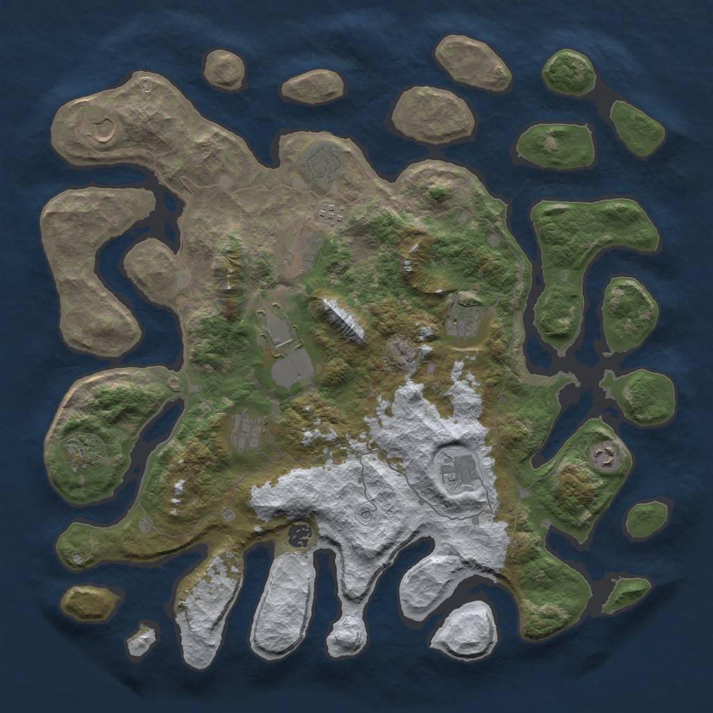 Rust Map: Barren, Size: 4500, Seed: 4743710, 14 Monuments