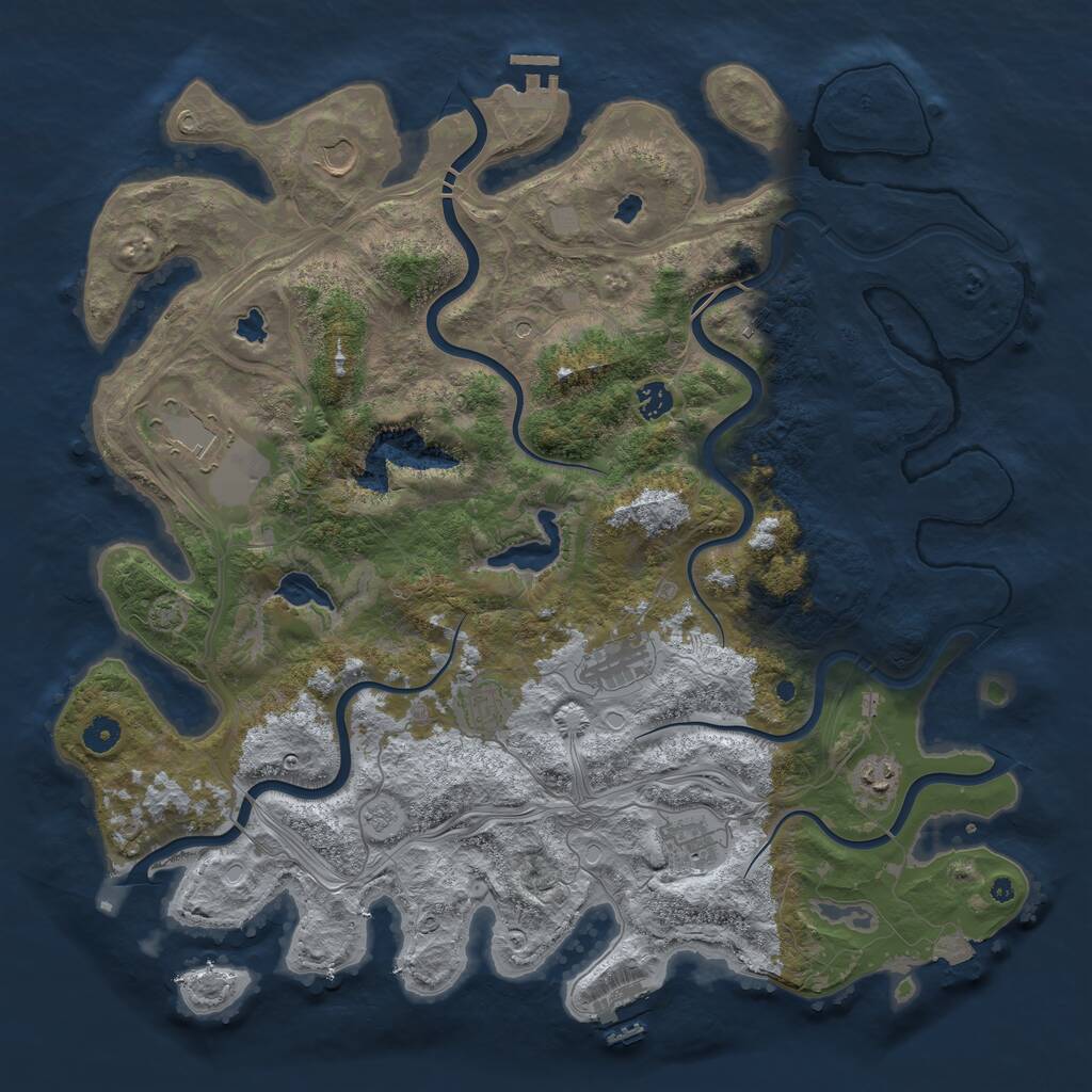 Rust Map: Procedural Map, Size: 4500, Seed: 249742, 14 Monuments
