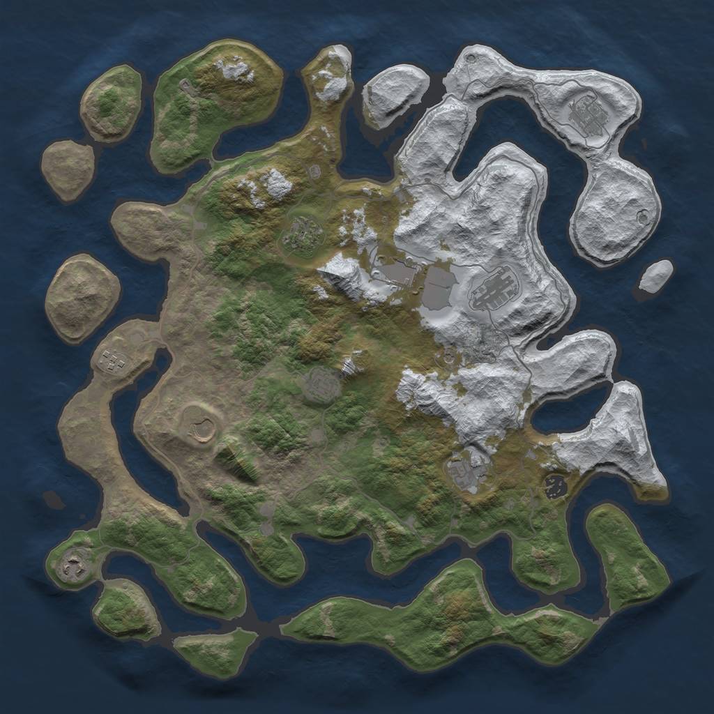 Rust Map: Barren, Size: 4500, Seed: 1953593, 13 Monuments
