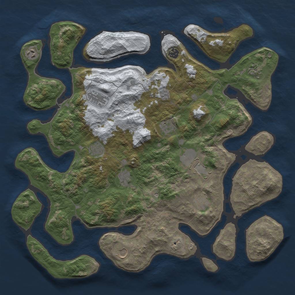 Rust Map: Barren, Size: 4500, Seed: 470670, 14 Monuments
