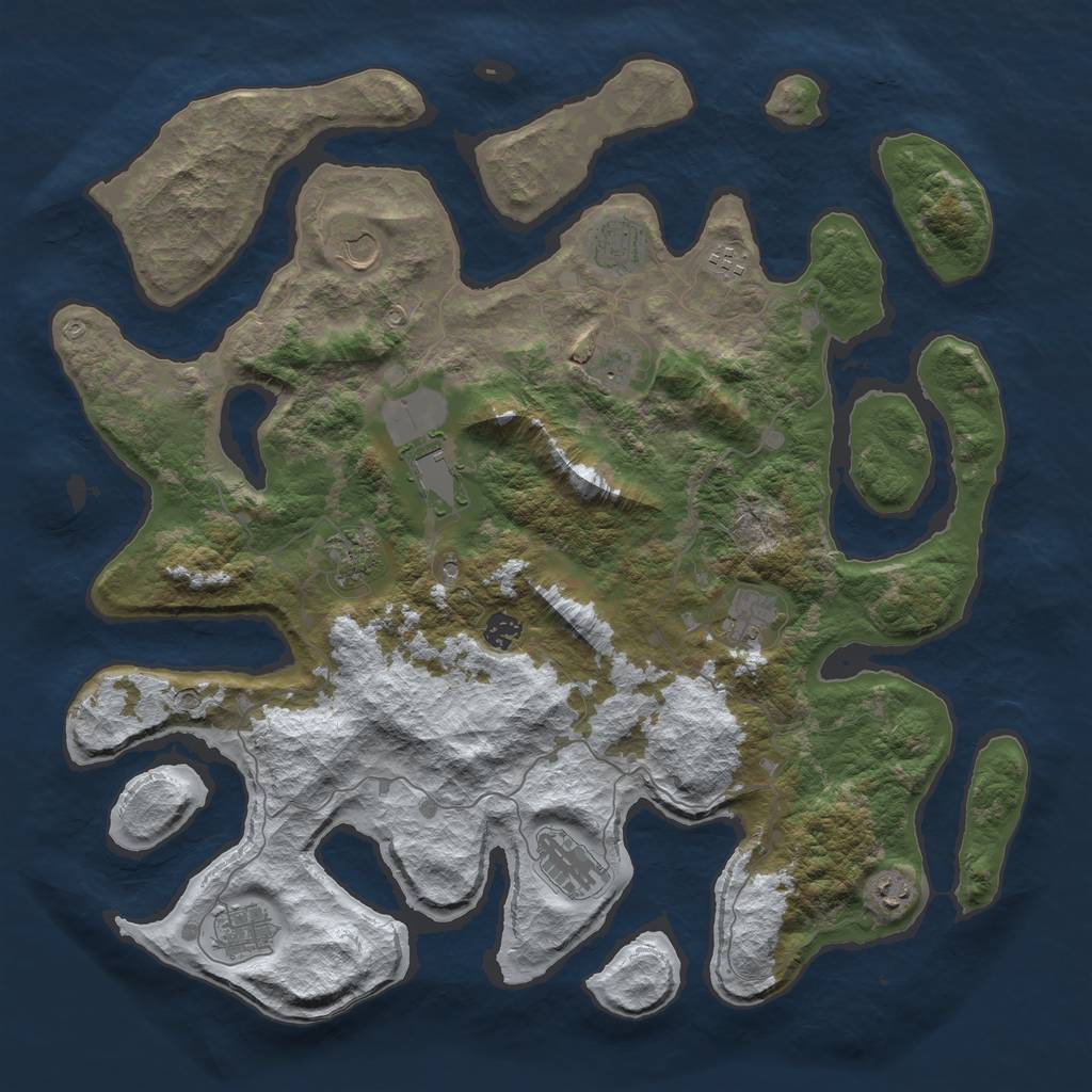 Rust Map: Barren, Size: 4500, Seed: 3524816, 14 Monuments