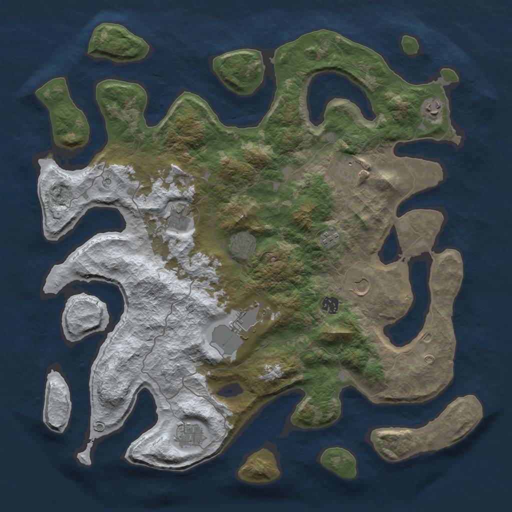 Rust Map: Barren, Size: 4500, Seed: 3343405, 12 Monuments