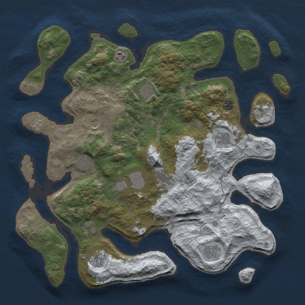 Rust Map: Barren, Size: 4500, Seed: 4419535, 14 Monuments