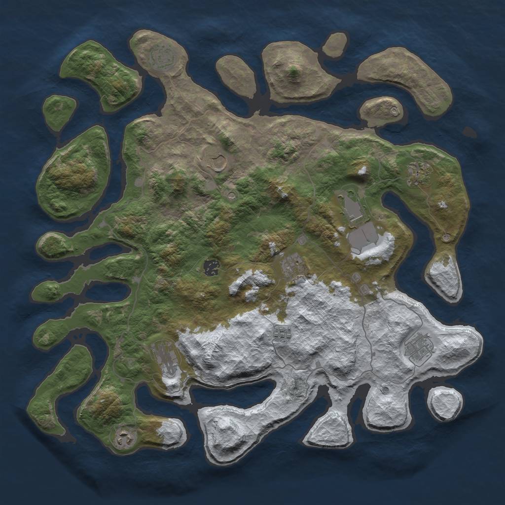 Rust Map: Barren, Size: 4500, Seed: 4969834, 13 Monuments