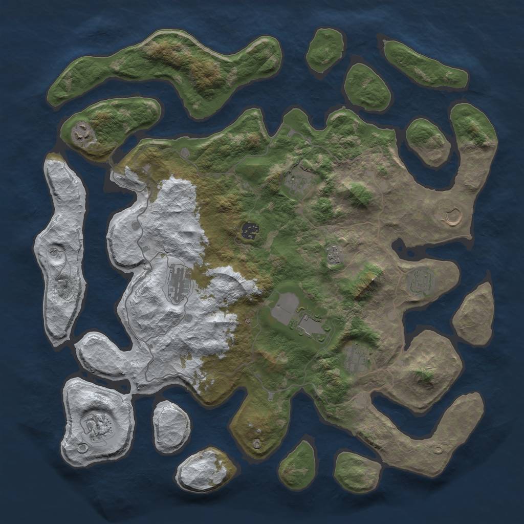 Rust Map: Barren, Size: 4500, Seed: 3109912, 13 Monuments