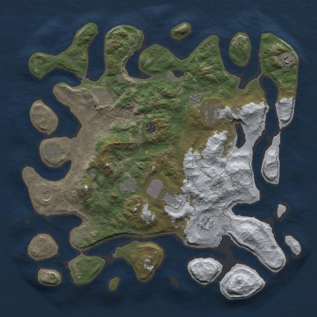 Rust Map: Barren, Size: 4500, Seed: 4223840, 13 Monuments