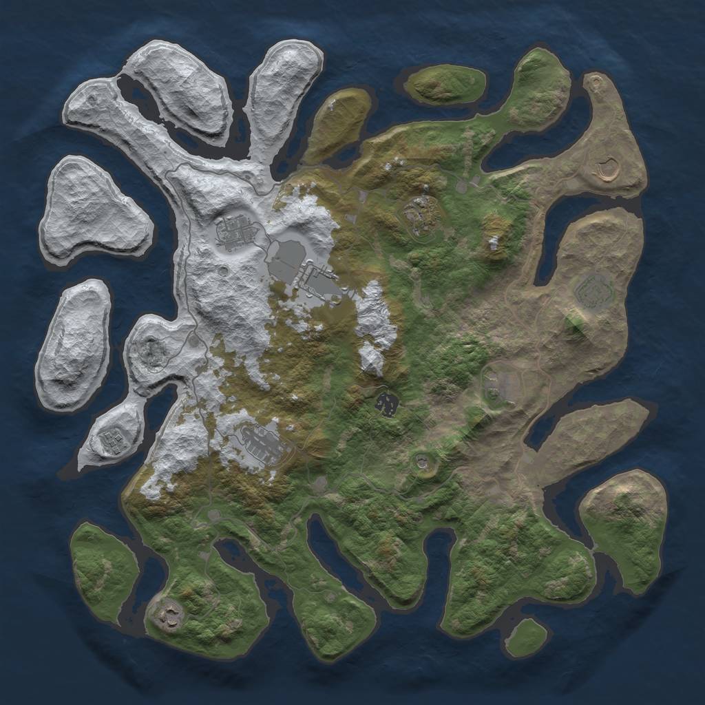 Rust Map: Barren, Size: 4500, Seed: 5617294, 13 Monuments