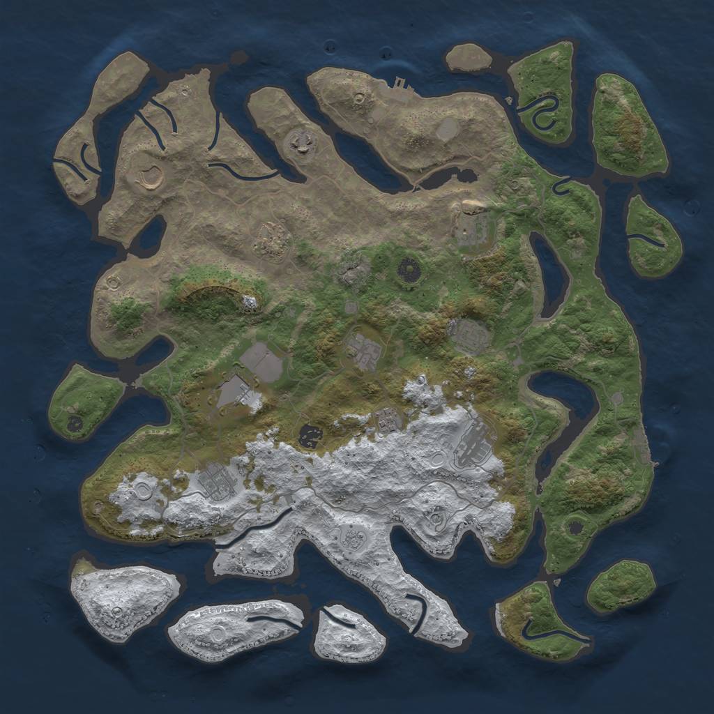 Rust Map: Procedural Map, Size: 4500, Seed: 837701, 20 Monuments