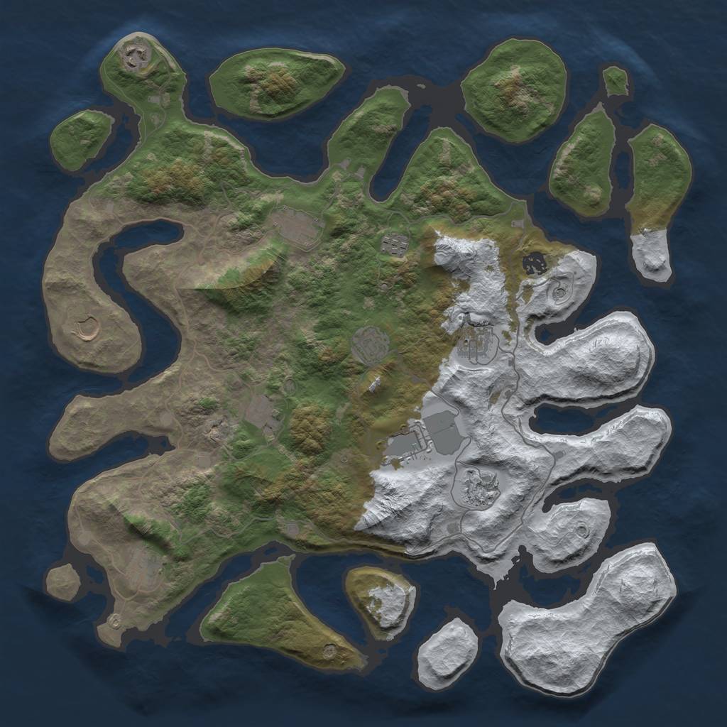 Rust Map: Barren, Size: 4500, Seed: 4412920, 14 Monuments
