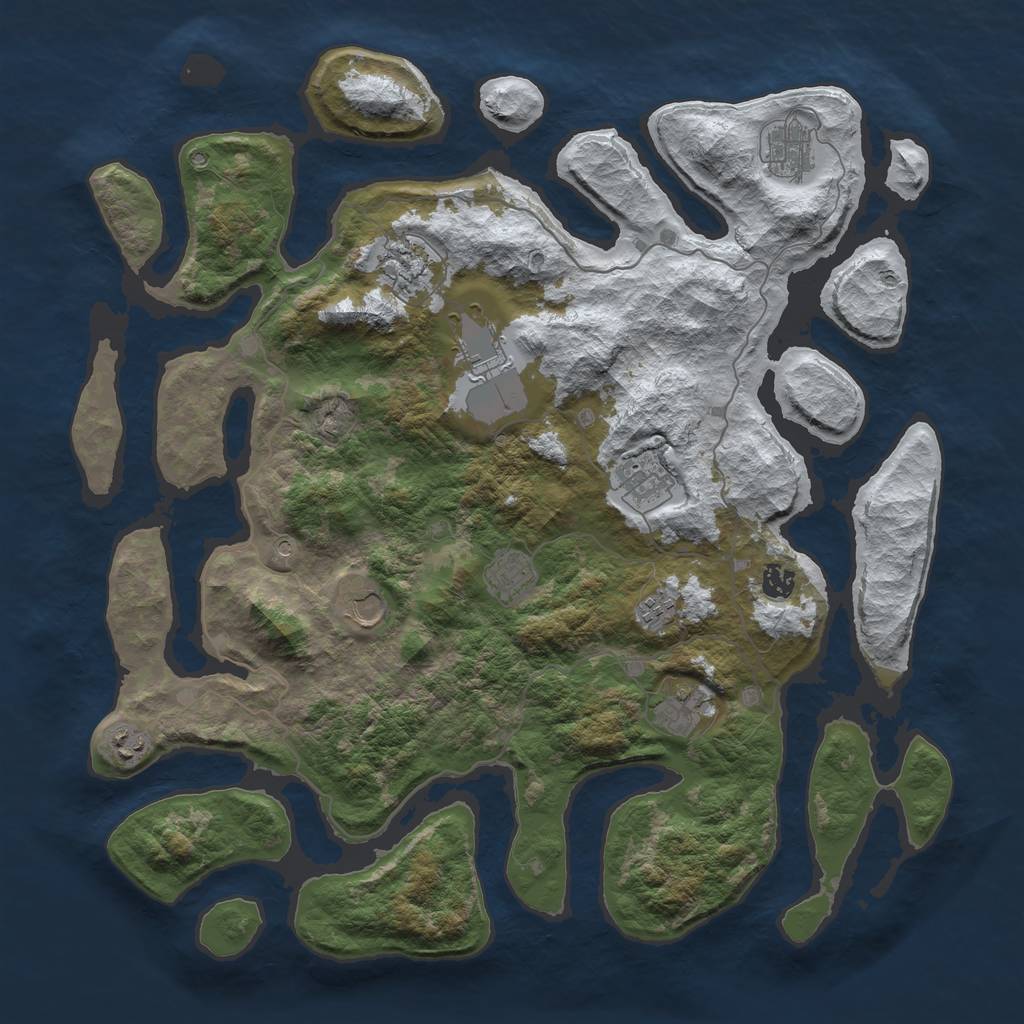 Rust Map: Barren, Size: 4500, Seed: 3918812, 13 Monuments