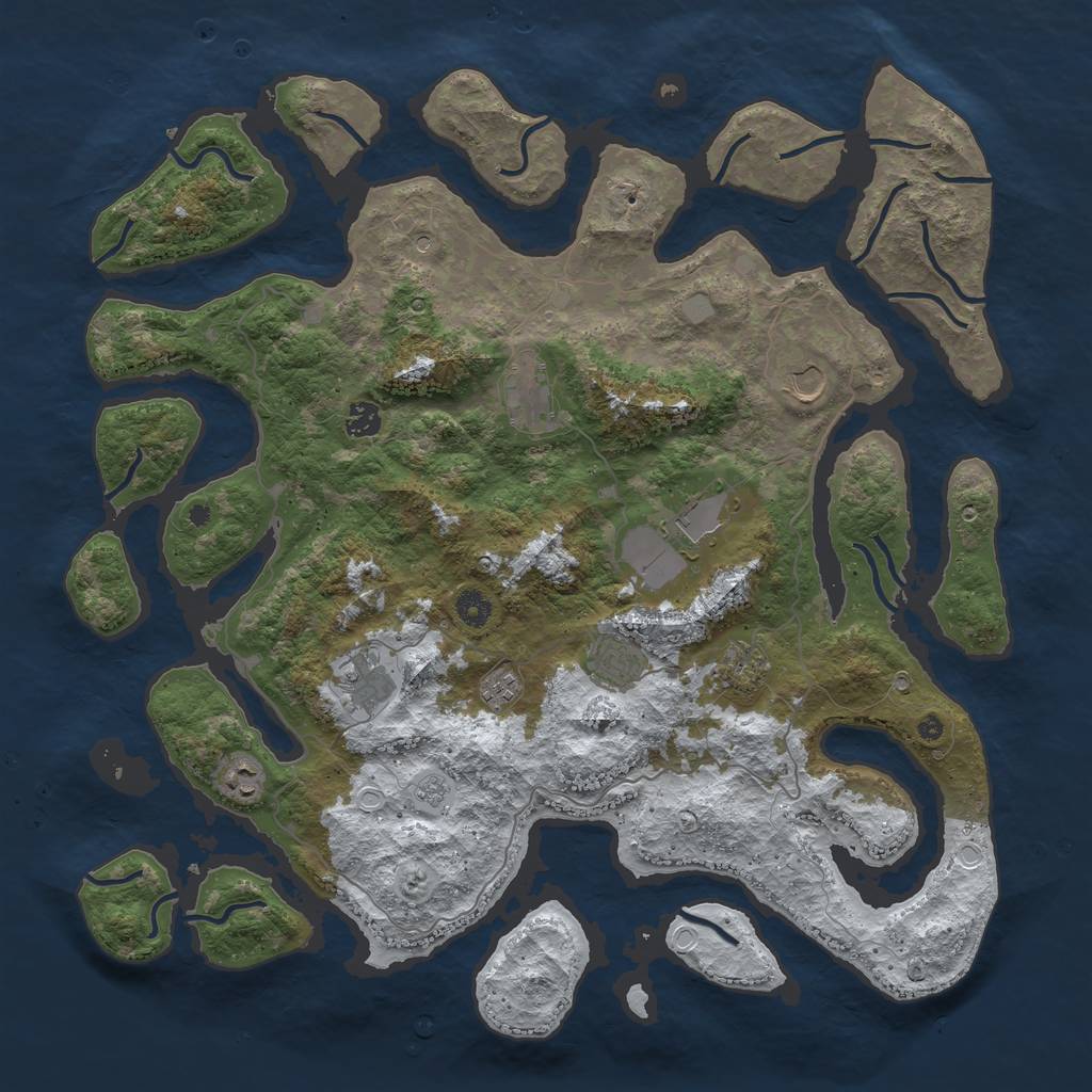 Rust Map: Procedural Map, Size: 4500, Seed: 2258513, 16 Monuments