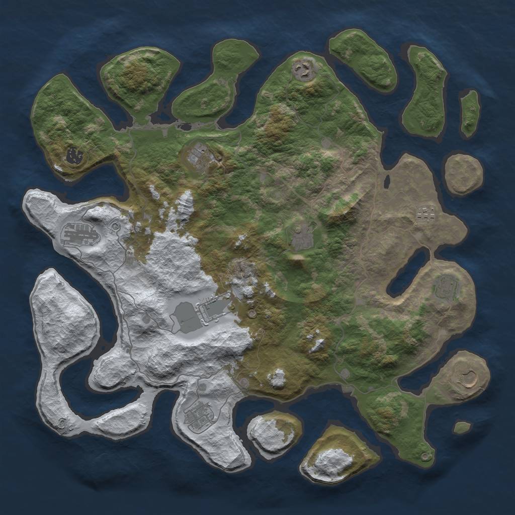 Rust Map: Barren, Size: 4500, Seed: 487320, 13 Monuments
