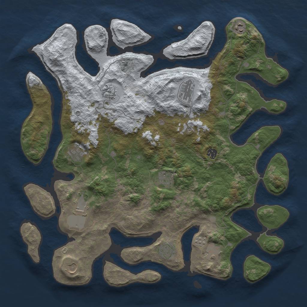 Rust Map: Barren, Size: 4500, Seed: 3647675, 14 Monuments