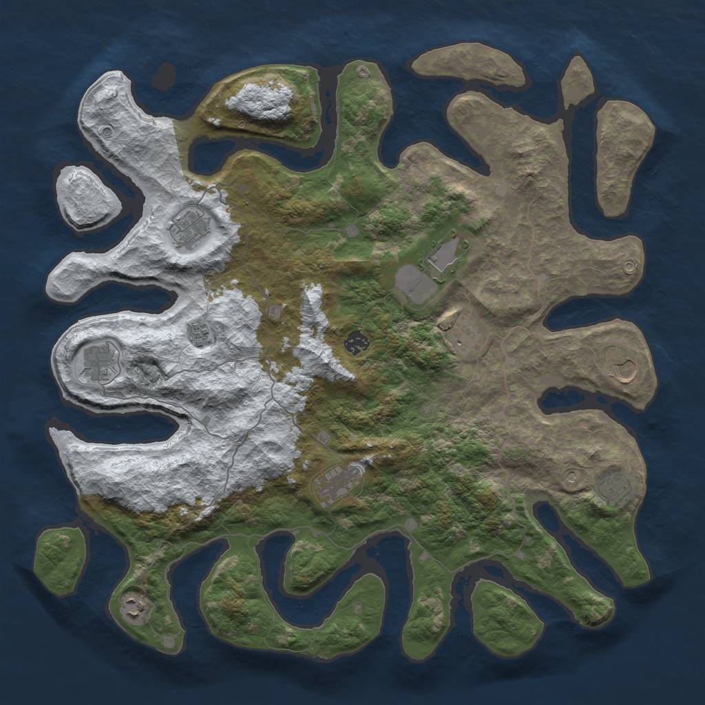 Rust Map: Barren, Size: 4500, Seed: 523282, 13 Monuments