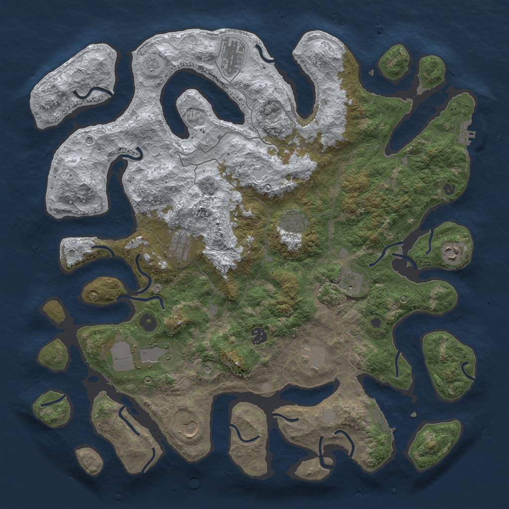 Rust Map: Procedural Map, Size: 4500, Seed: 3766057, 19 Monuments