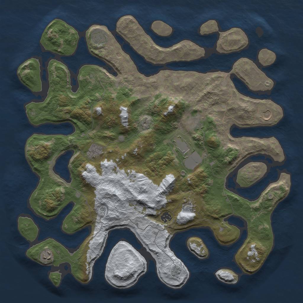 Rust Map: Barren, Size: 4500, Seed: 5605872, 12 Monuments