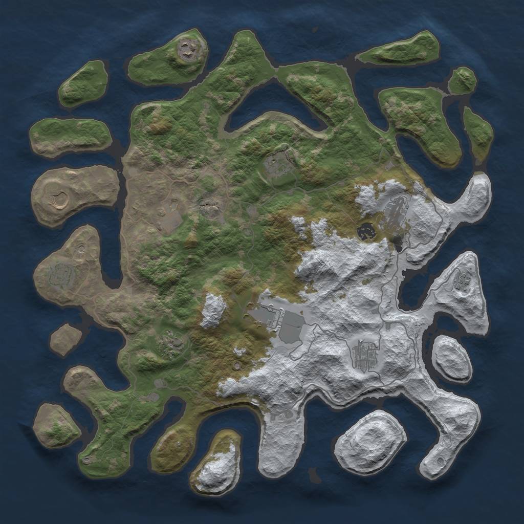 Rust Map: Barren, Size: 4500, Seed: 2482781, 14 Monuments