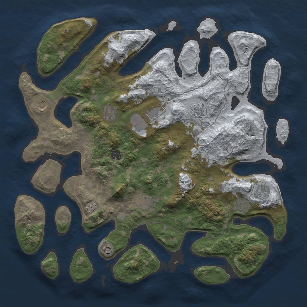 Rust Map: Barren, Size: 4500, Seed: 5774195, 13 Monuments