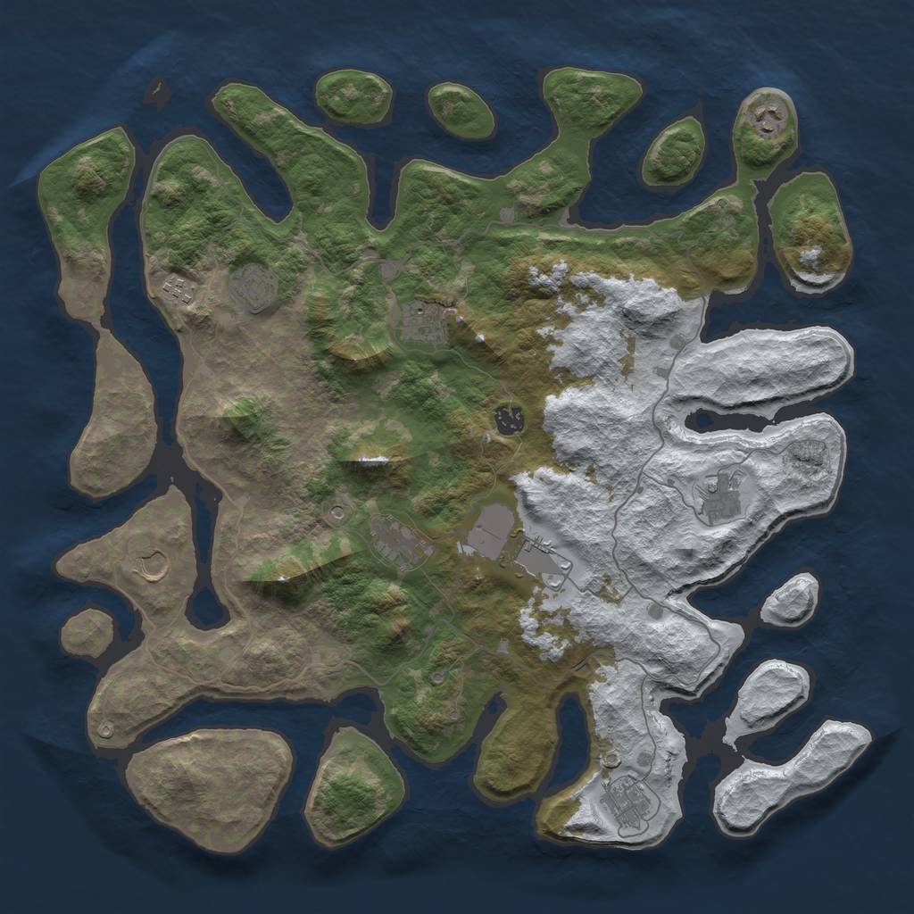 Rust Map: Barren, Size: 4500, Seed: 6271049, 13 Monuments