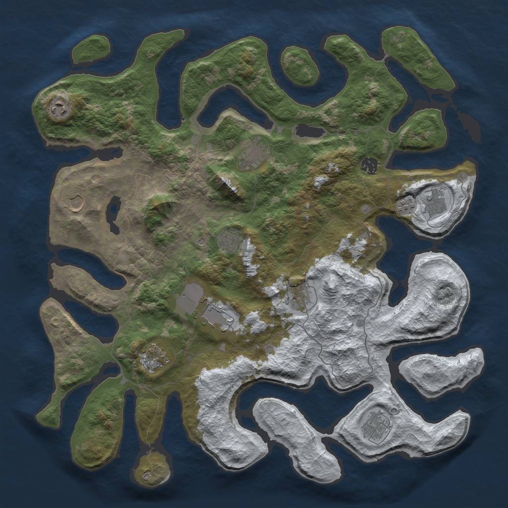Rust Map: Barren, Size: 4500, Seed: 6001170, 14 Monuments