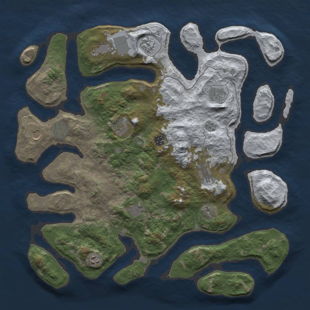 Rust Map: Barren, Size: 4500, Seed: 452604, 14 Monuments