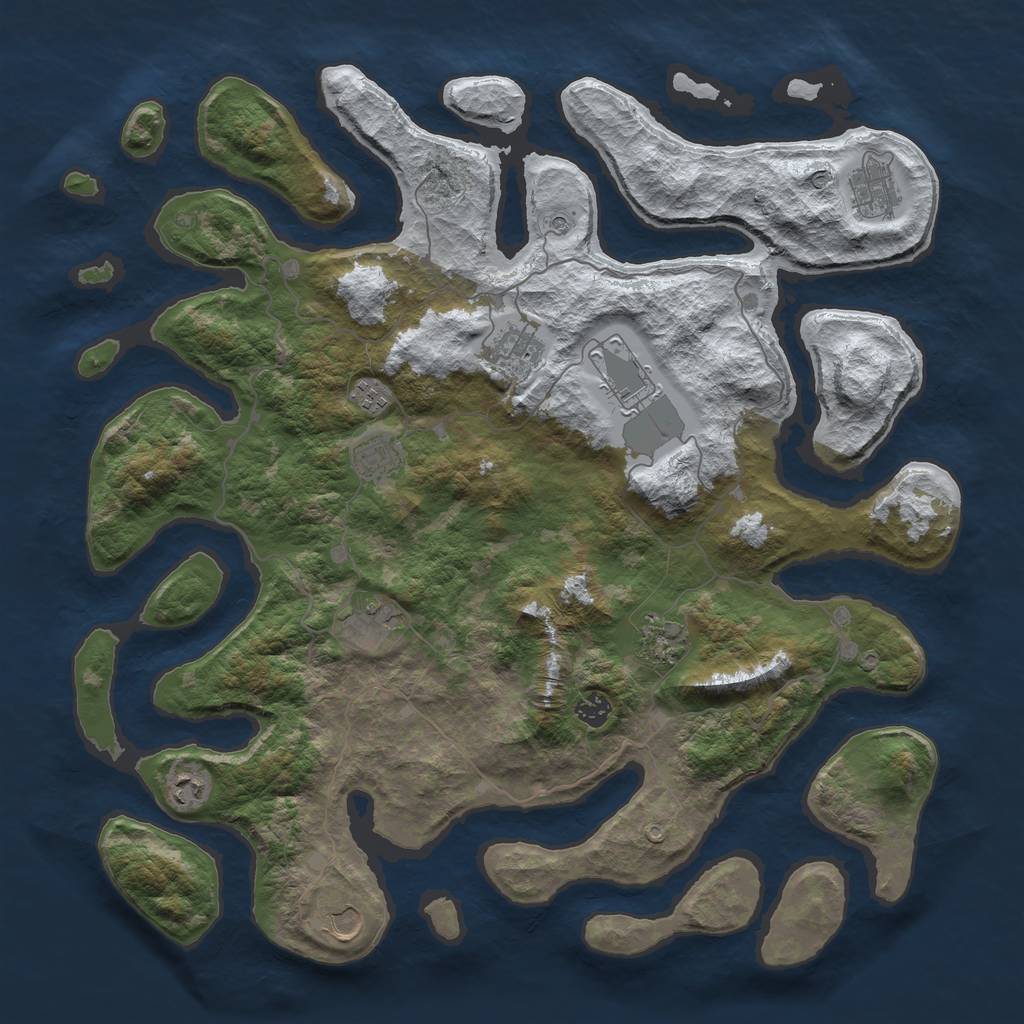 Rust Map: Barren, Size: 4500, Seed: 622936, 13 Monuments