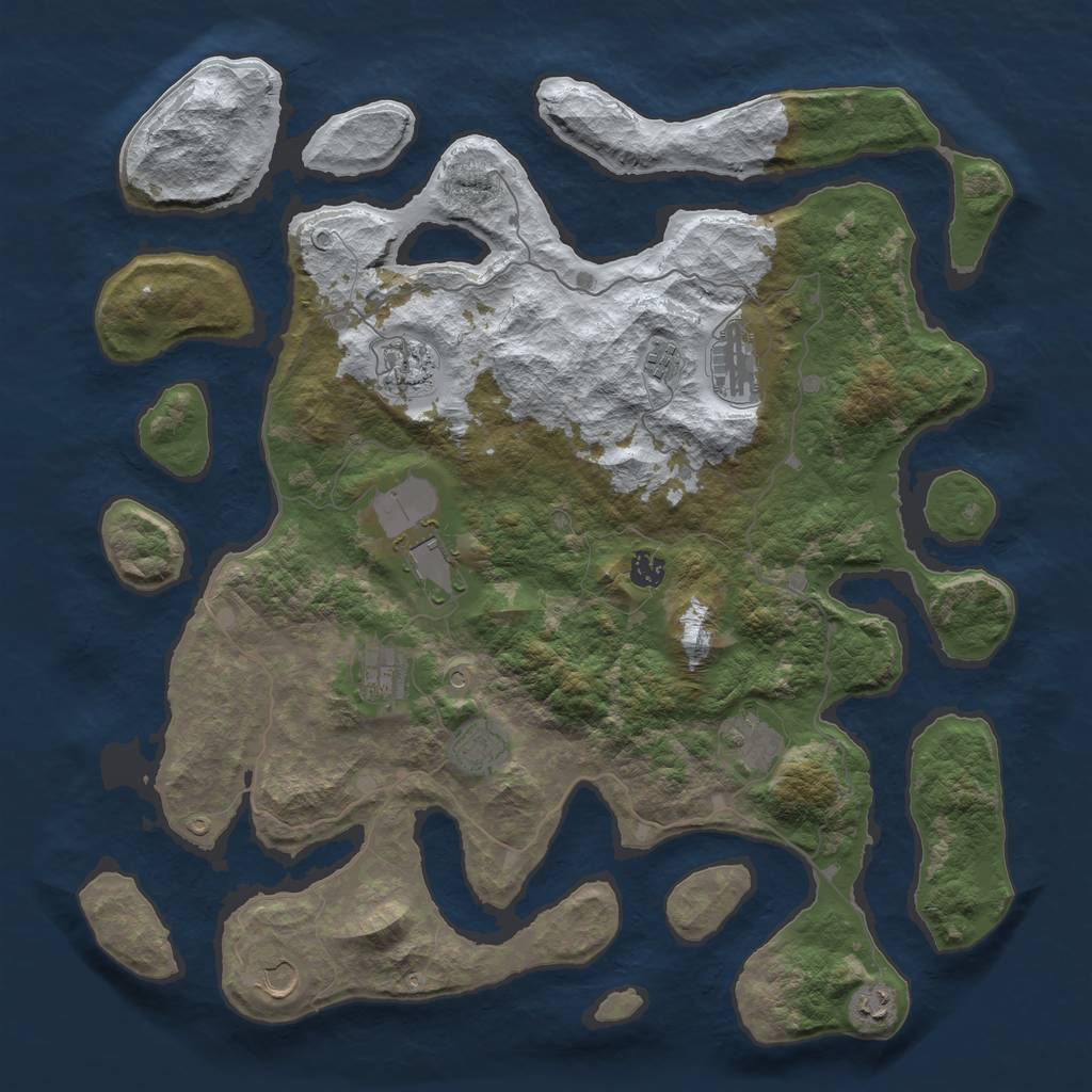 Rust Map: Barren, Size: 4500, Seed: 2372956, 13 Monuments