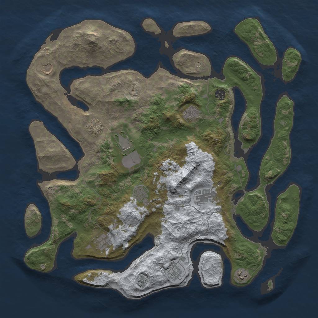 Rust Map: Barren, Size: 4500, Seed: 4210288, 14 Monuments