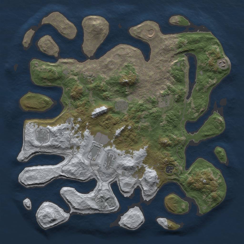 Rust Map: Barren, Size: 4500, Seed: 3673283, 13 Monuments