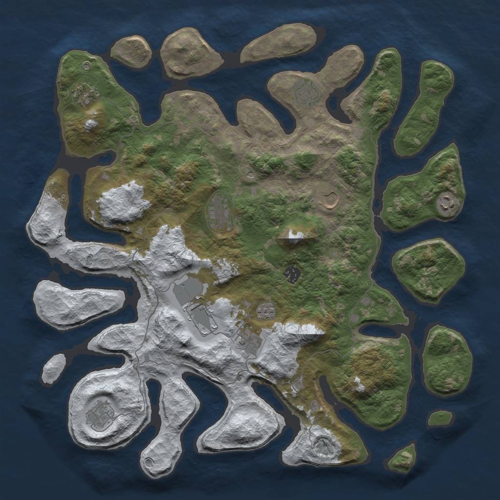 Rust Map: Barren, Size: 4500, Seed: 2437178, 13 Monuments