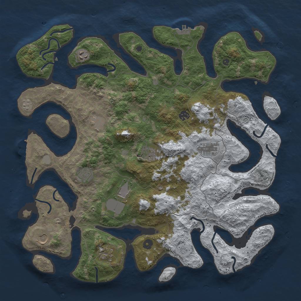 Rust Map: Procedural Map, Size: 4500, Seed: 1529161, 19 Monuments